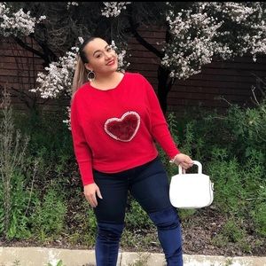 Usado como nuevo, sueter rojo bellos talla s/m